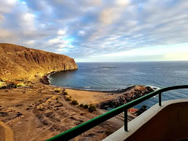 view of the beach from the balcony